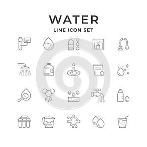 Set line icon of water