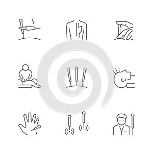 Set line icons of acupuncture