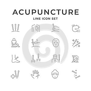 Set line icons of acupuncture