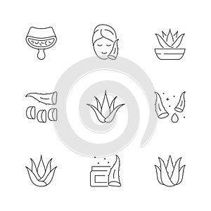 Set line icons of aloe vera