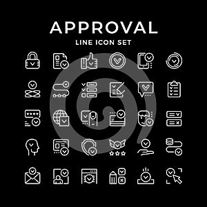 Set line icons of approval