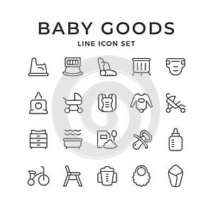 Set line icons of baby goods