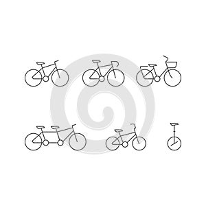 Set line icons of bicycle