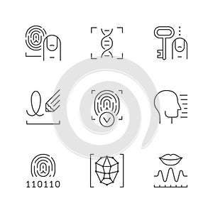 Set line icons of biometry