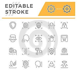 Set line icons of biometry