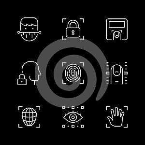 Set line icons of biometry photo