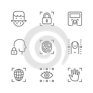 Set line icons of biometry photo