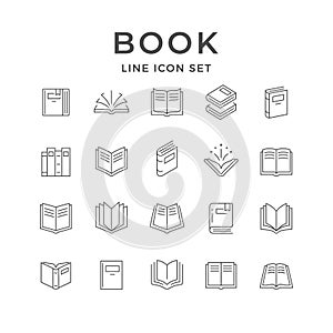 Set line icons of book