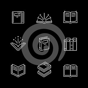 Set line icons of book