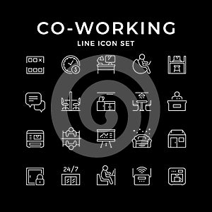 Set line icons of co-working