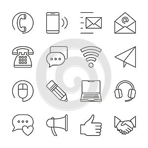 Set of line icons contact us