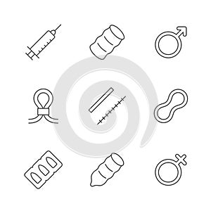 Set line icons of contraception