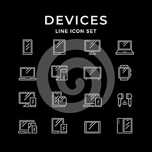 Set line icons of devices and gadgets
