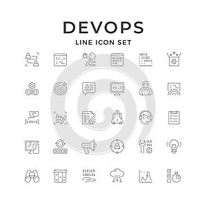 Set line icons of devops