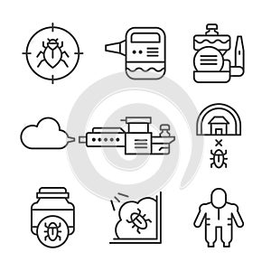 Set line icons of disinfestation