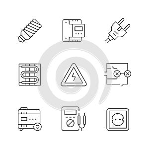 Impostato linea icone da elettricità 