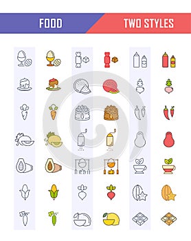 Set Line Icons Food