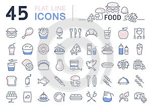 Set Line Icons Food