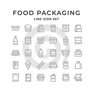 Set line icons of food packaging