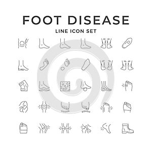 Set line icons of foot disease