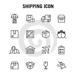 Set of line icons for freight forwarding services.