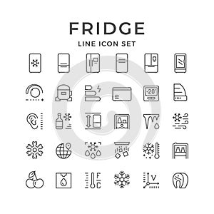 Set line icons of fridge