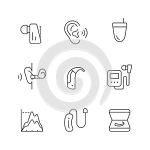 Set line icons of hearing aid