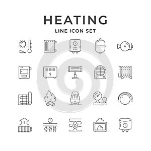 Set line icons of heating