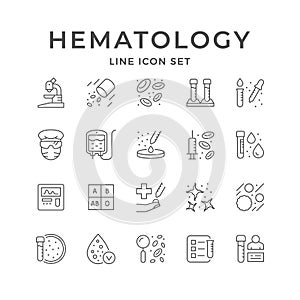 Set line icons of hematology