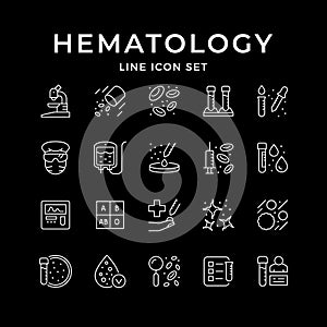 Set line icons of hematology