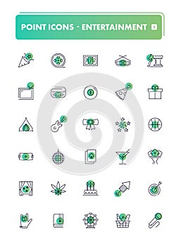 Set of 30 line icons. Leisure and entertainment