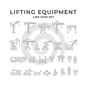 Set line icons of lifting equipment