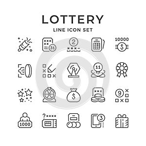 Set line icons of lottery