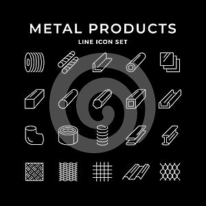 Set line icons of metal products