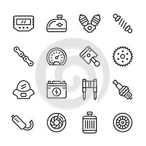 Set line icons of motorcycle parts