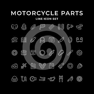 Set line icons of motorcycle parts