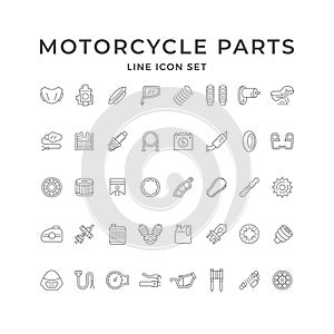 Set line icons of motorcycle parts