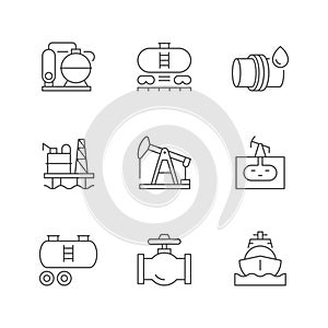 Set line icons of oil industry