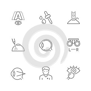 Set line icons of ophthalmology