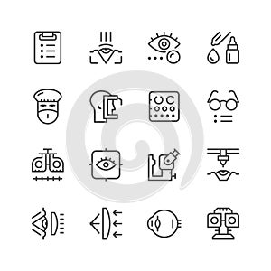 Set line icons of ophthalmology