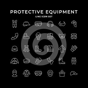 Set line icons of personal protective equipment