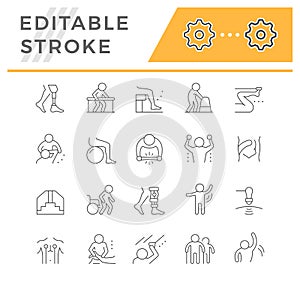 Set line icons of physical therapy