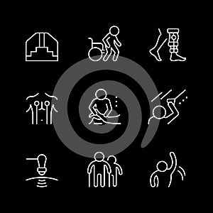 Set line icons of physical therapy