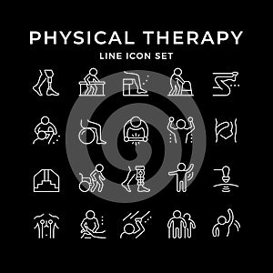 Set line icons of physical therapy