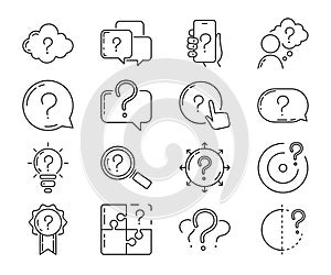 Set of line icons question mark simple outline elements