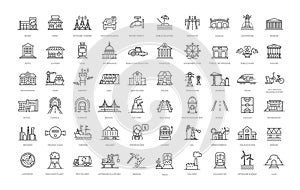 Set of line icons related to public infrastructure. City elements