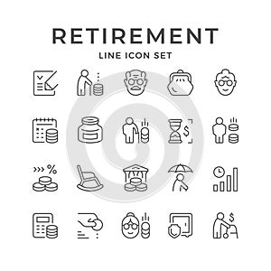 Set line icons of retirement or pension