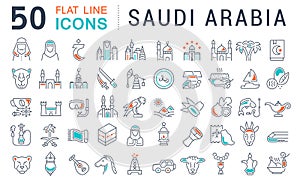 Set Vector Line Icons of Saudi Arabia. photo