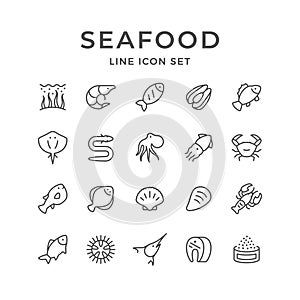 Set line icons of seafood