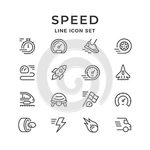 Set line icons of speed